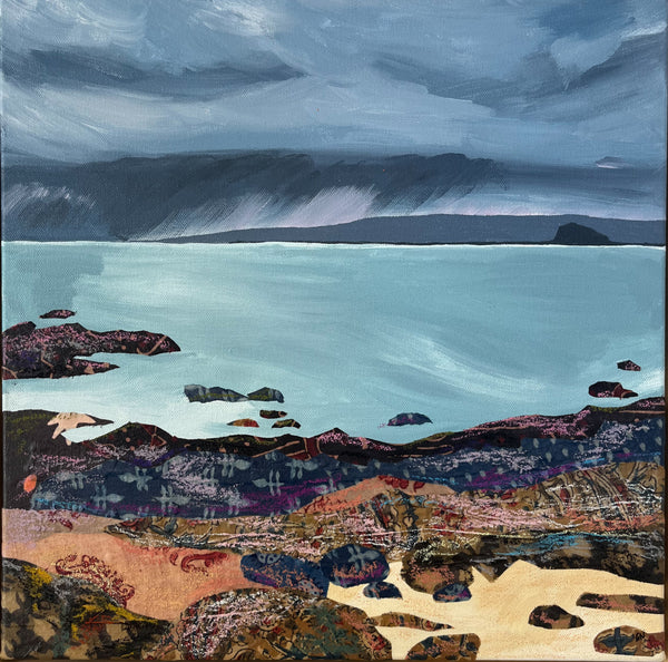 Rain Over The Bass Rock (40x40cm)