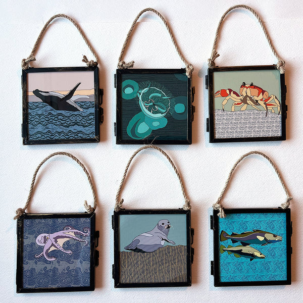 ***SALE*** Sea Creatures - Giclee Print in Rope Frame