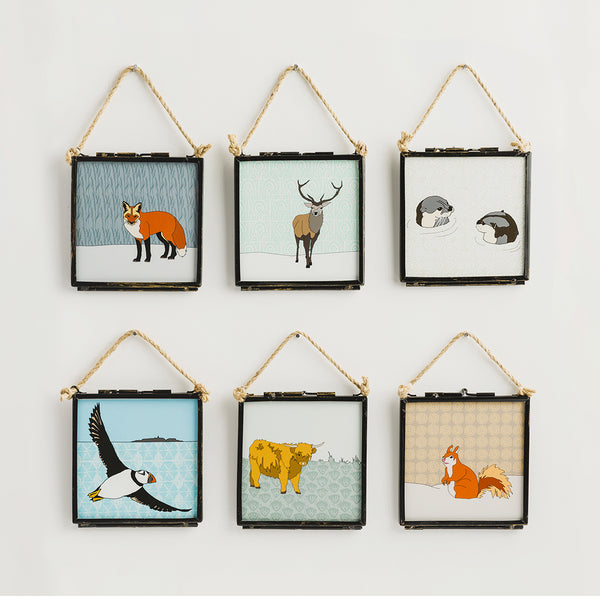 ***SALE*** Scottish Animals - Giclee Print in Rope Frame