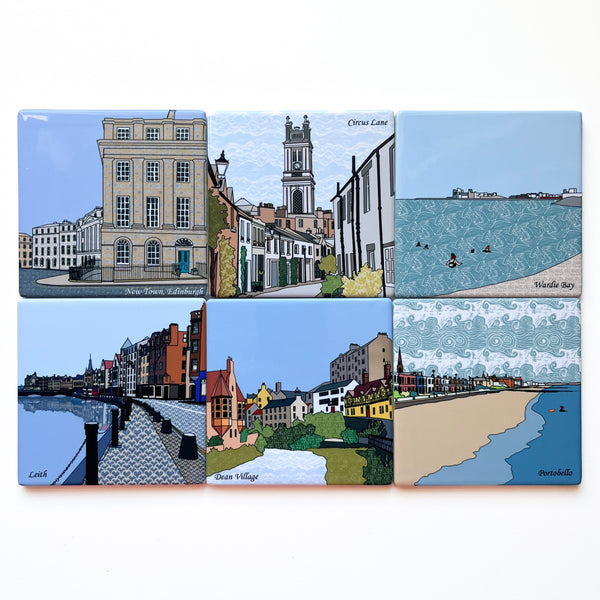 Set of 6 - Edinburgh Suburbs Ceramic Coasters