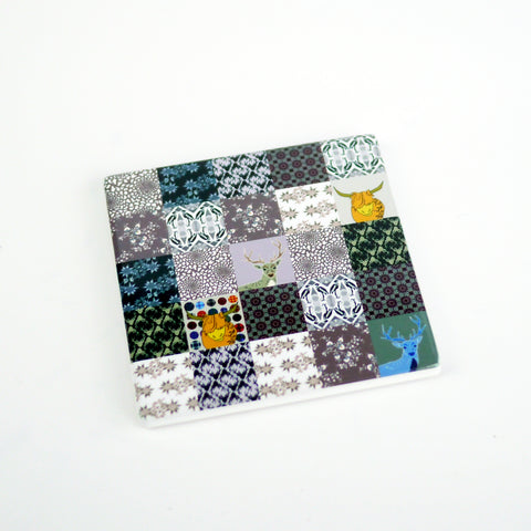 Patchwork Greys - Ceramic Coaster