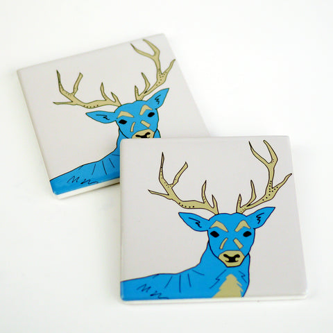 Stag grey/blue - Ceramic Coaster