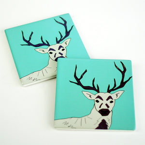 Stag turquoise - Ceramic Coaster