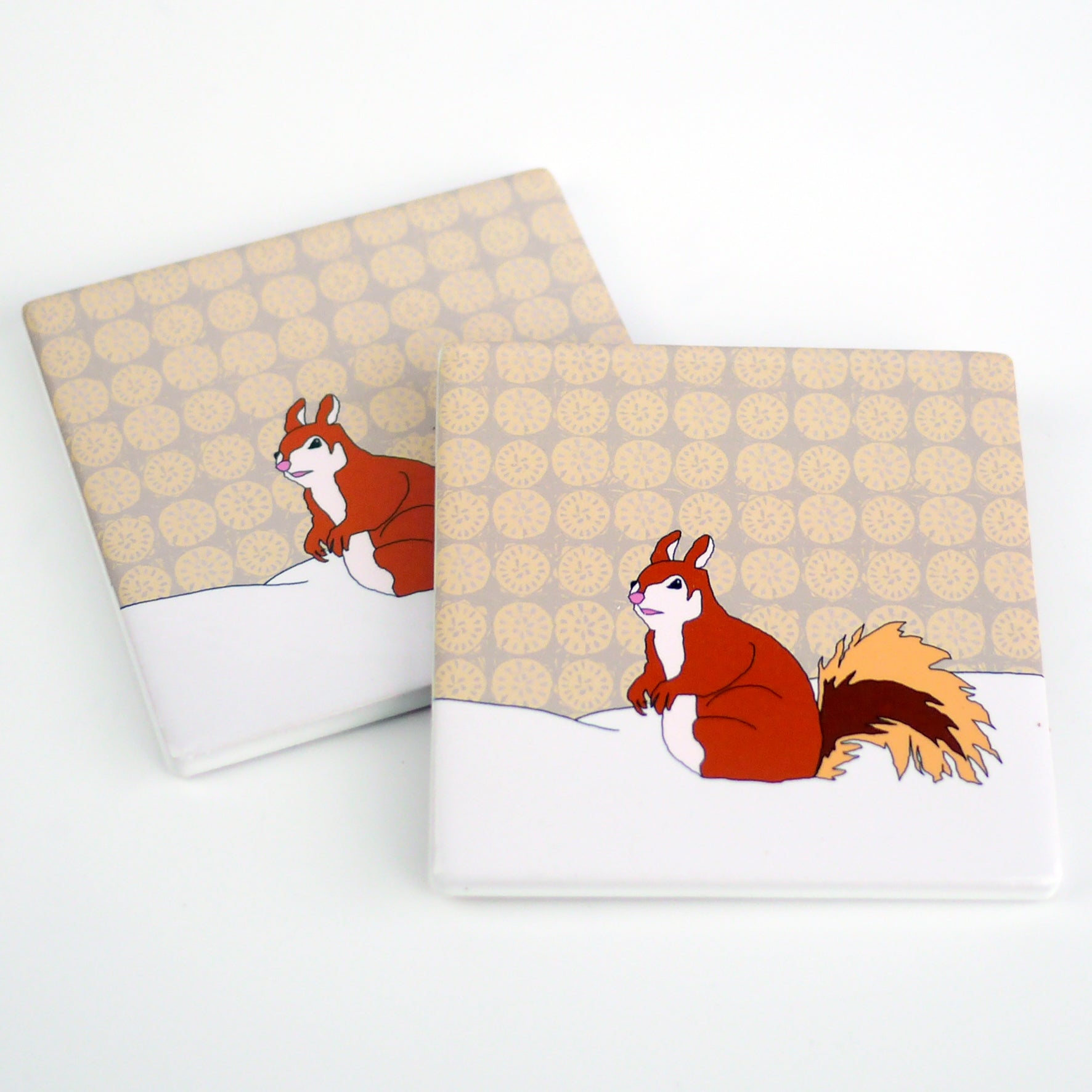 Red Squirrel Ceramic Coaster