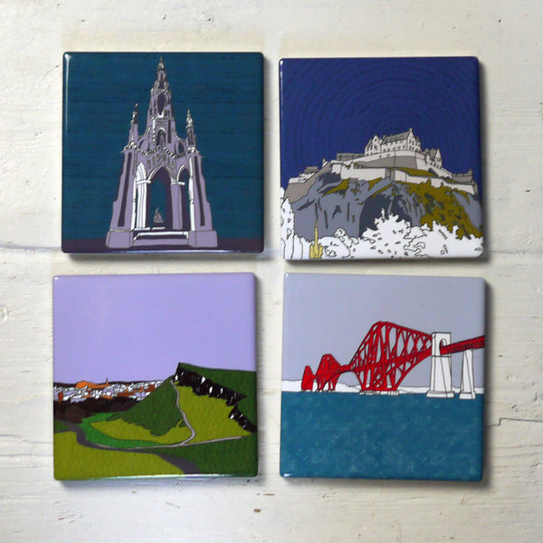 Set of 4 - Edinburgh Ceramic Coasters