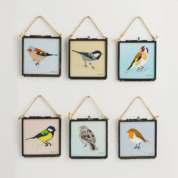 Garden Birds - Giclee Print in Rope Frame