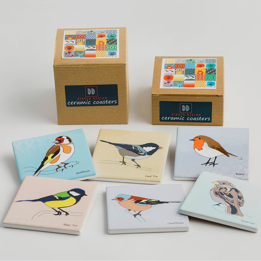 Bird Coasters Set of 6 - Garden Birds Coasters – Dibujo Design