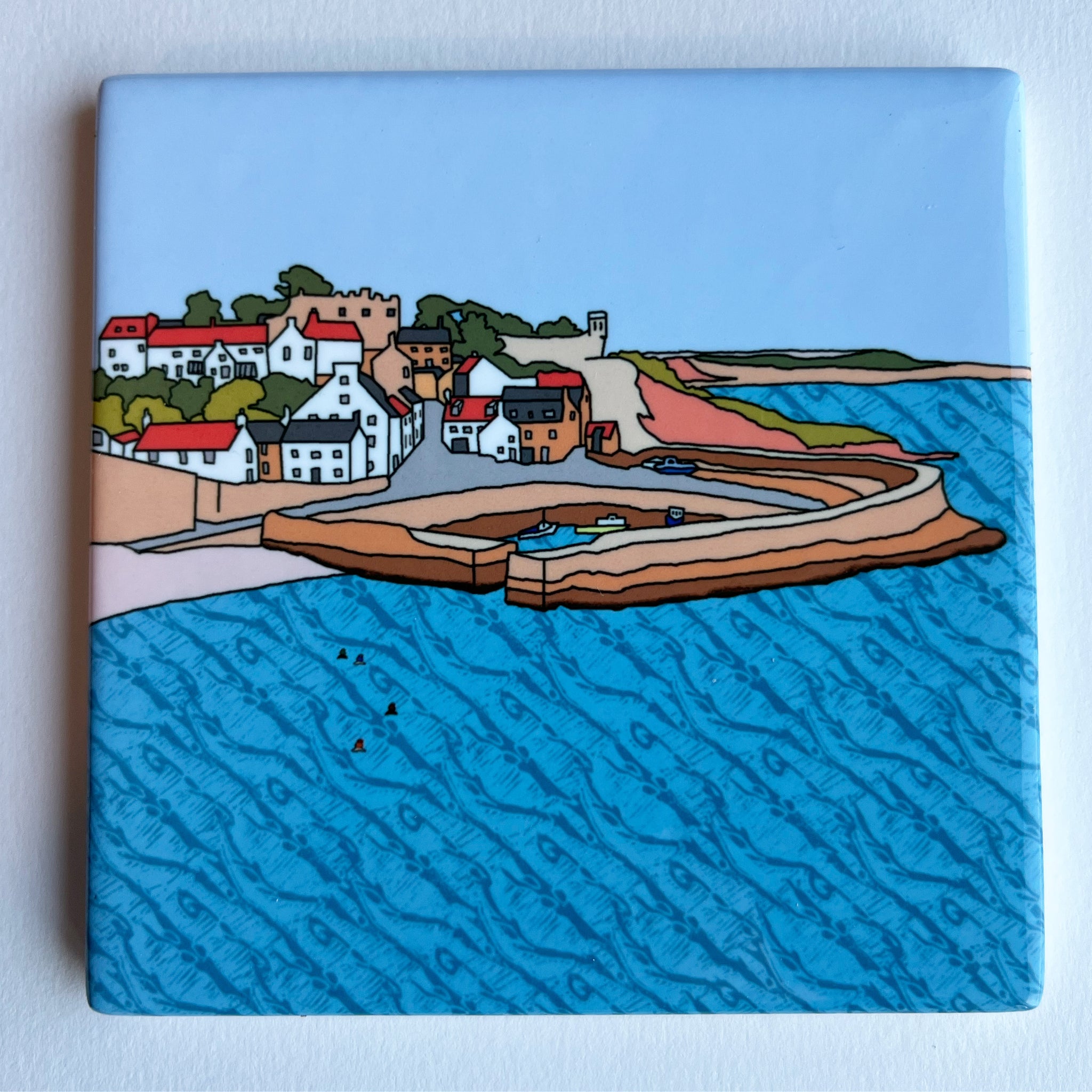 Crail Harbour Ceramic Coaster